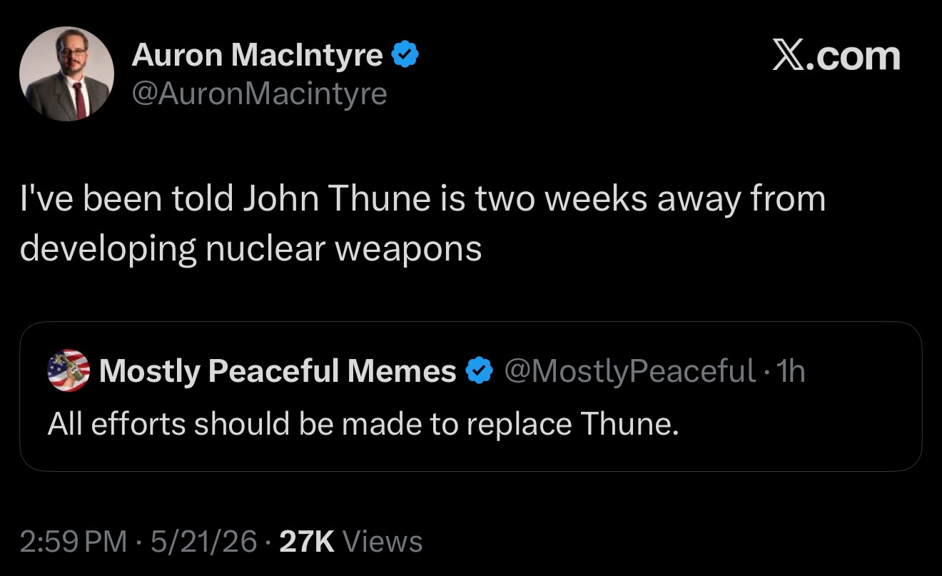 Simple Solution: Replace John Thune as Senate Majority Leader 

https://x.com/auronmacintyre/status/...