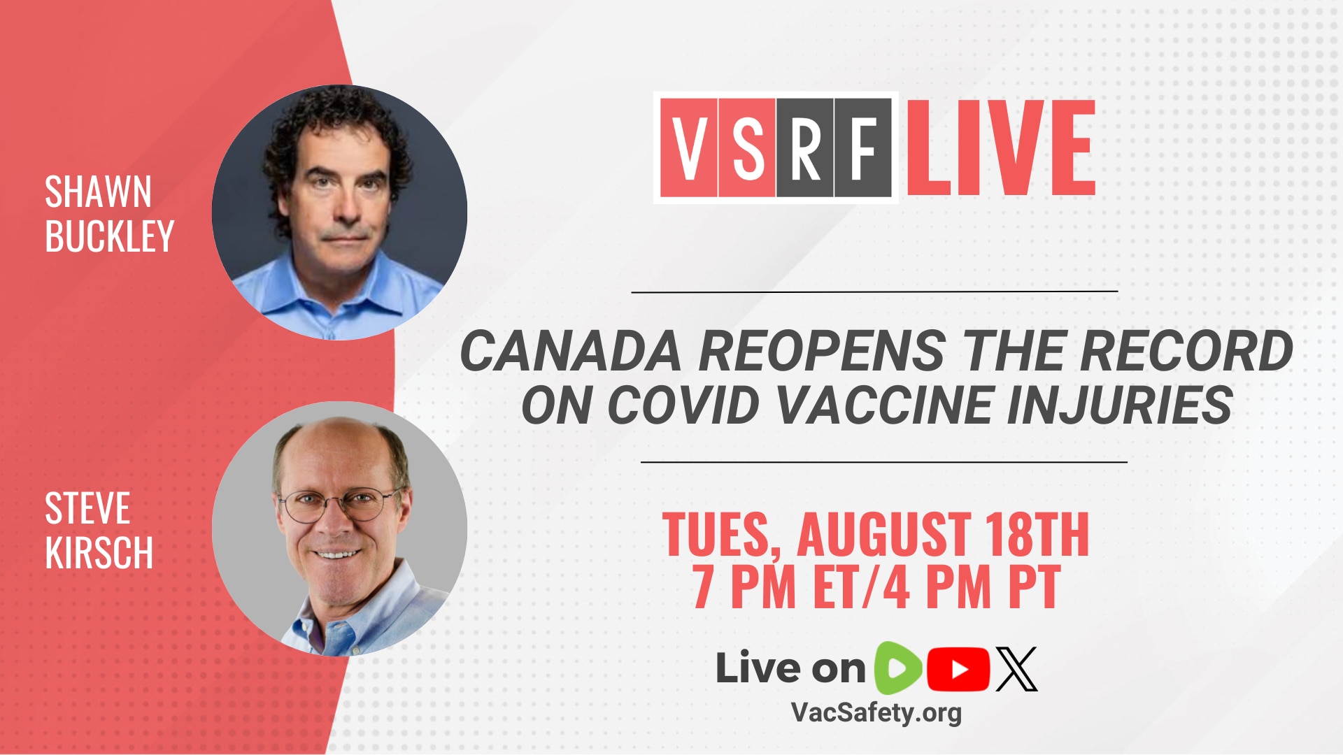 🚨 THIS TUESDAY ON VSRF LIVE

Canadian constitutional lawyer Shawn Buckley joins Steve Kirsch to dis...