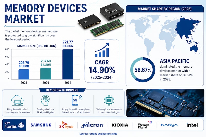 Memory Devices Market Forecast 2034: Opportunities Across Semiconductor Technologies

The global mem...