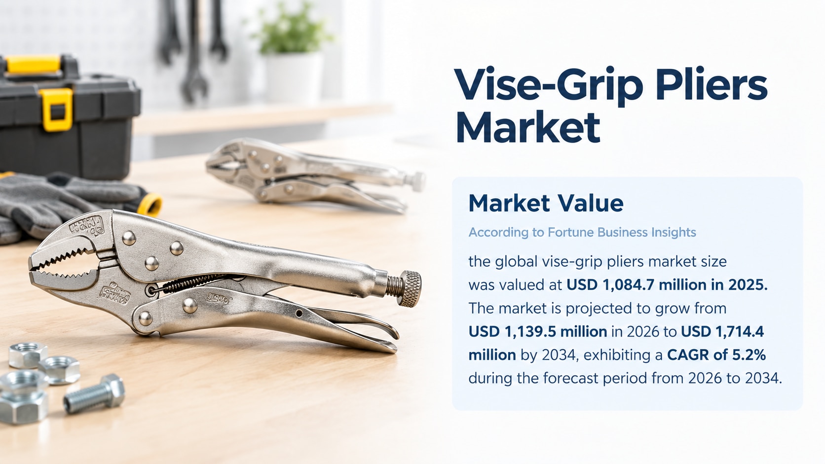 Vise-Grip Pliers Market Growth, Trends, Segmentation, and Future Outlook, 2026-2034

According to Fo...