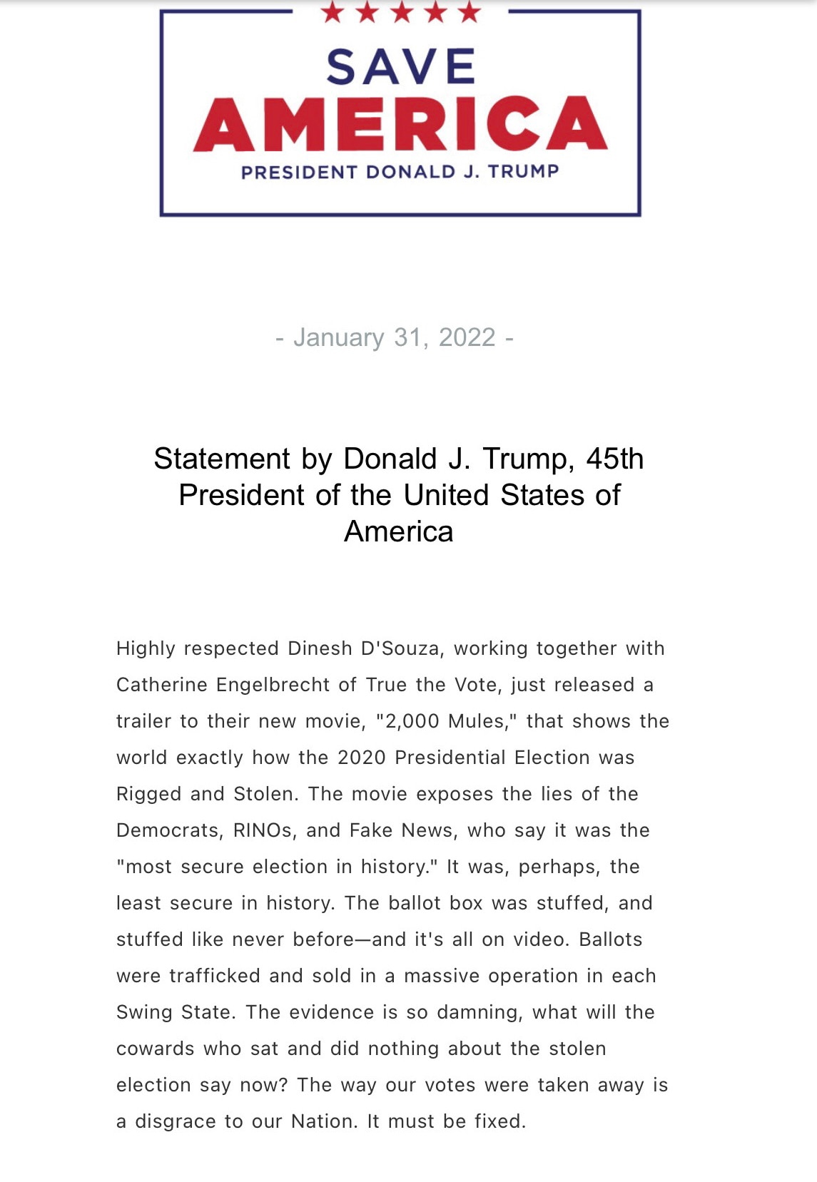 This is the one you’ve been waiting for! Watch the trailer at 2000Mules.com and sign up for email up...