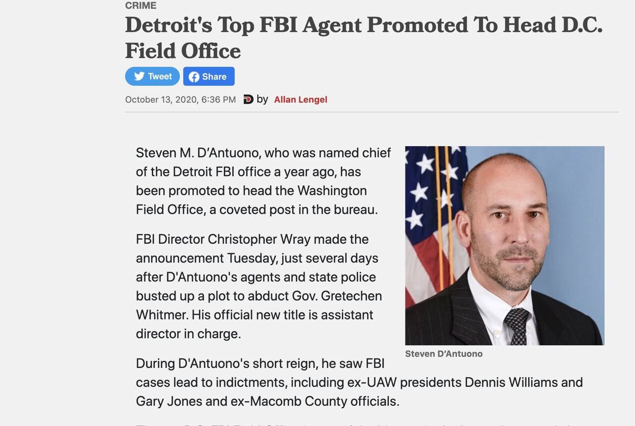 🚨Let’s make FBI Steven D’Antuono famous! 

He was promoted to head the DC Office in October 2020, r...