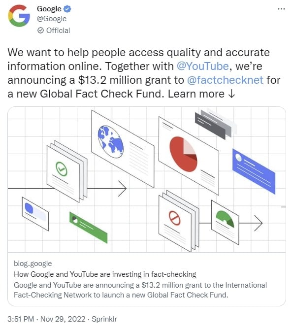 So Google and YouTube "want to help people access quality and accurate information online". 

The on...