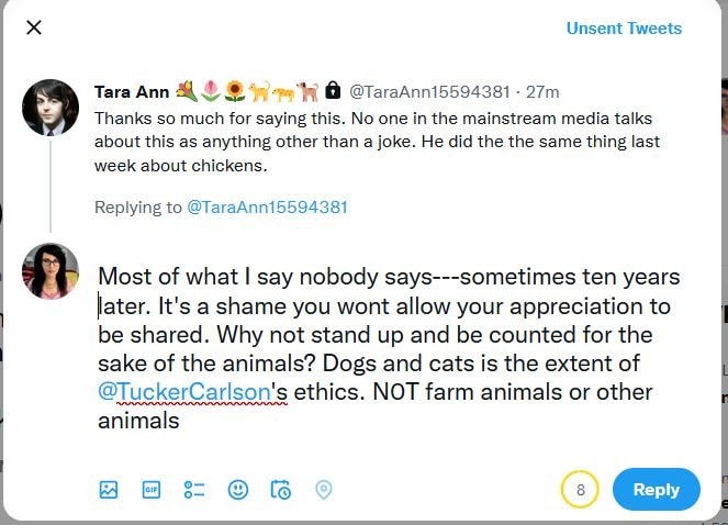 One person appreciates my disgust with the flippancy on #conservative shows as to animal ethics and ...