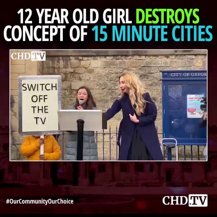 Listen to this 12 year old girl expose the dystopian reality of "15 minute cities":

“How dare you s...