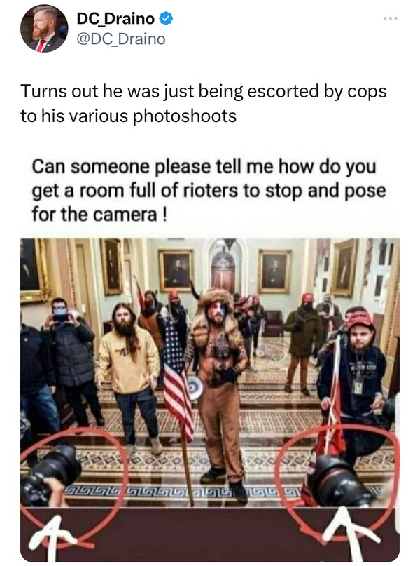 Because everyone knows posing for a photo shoot is insurrection, right?