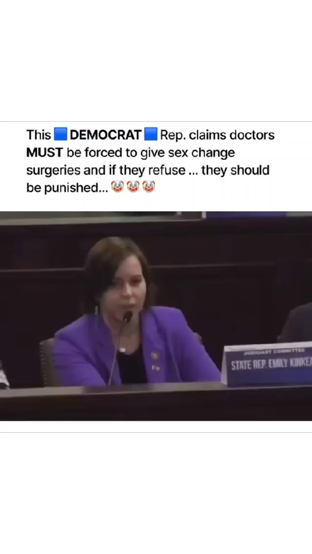 This DEMOCRAT Rep. claims doctors MUST be forced to give sex change surgeries and if they refuse ......