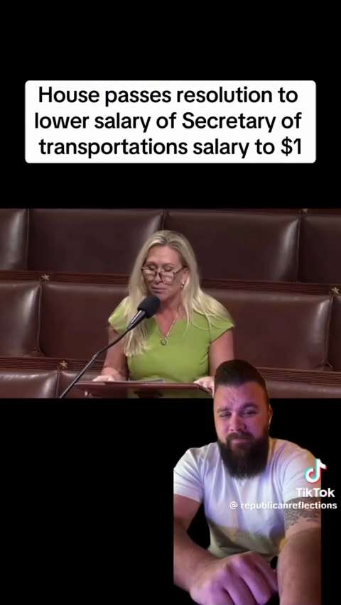 Pete BUTTIGIEG has his salary reduced to $1.00 for not doing his job!   Nice job MTG and Speaker!  