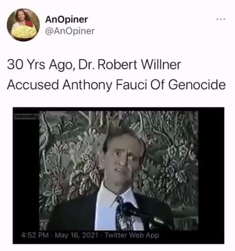 Dr. Anthony Fauci needs to be prosecuted for crimes against humanity and treason against the United ...