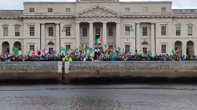 Chants of "get them out" as thousands of Irish patriots hit government buildings over mass immigrati...