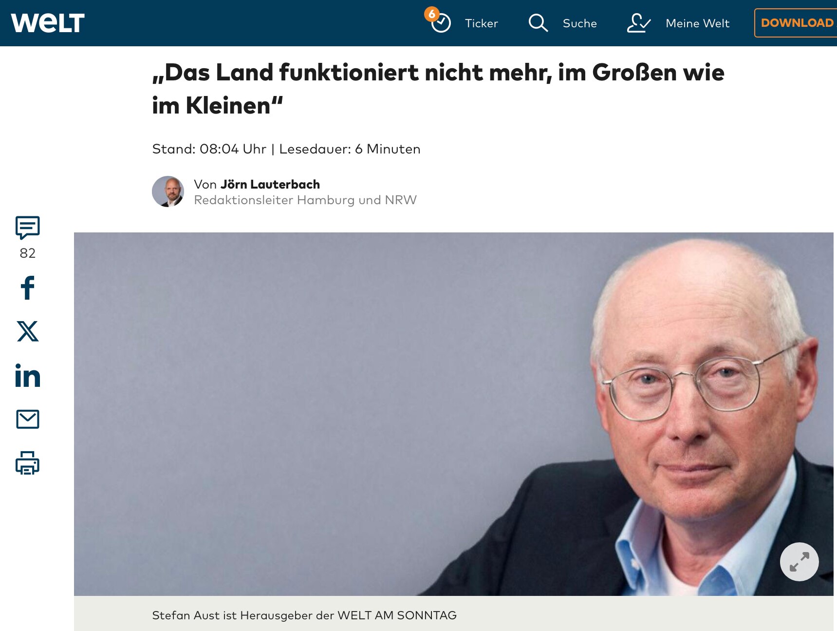 Welt-Herausgeber Aust rechnet mit der Ampel ab:

„Wenn etwa die Energiekosten hierzulande, parallel ...