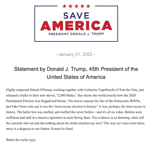 Natalie Harp on GETTR : President Trump on @dineshdsouza's new movie
